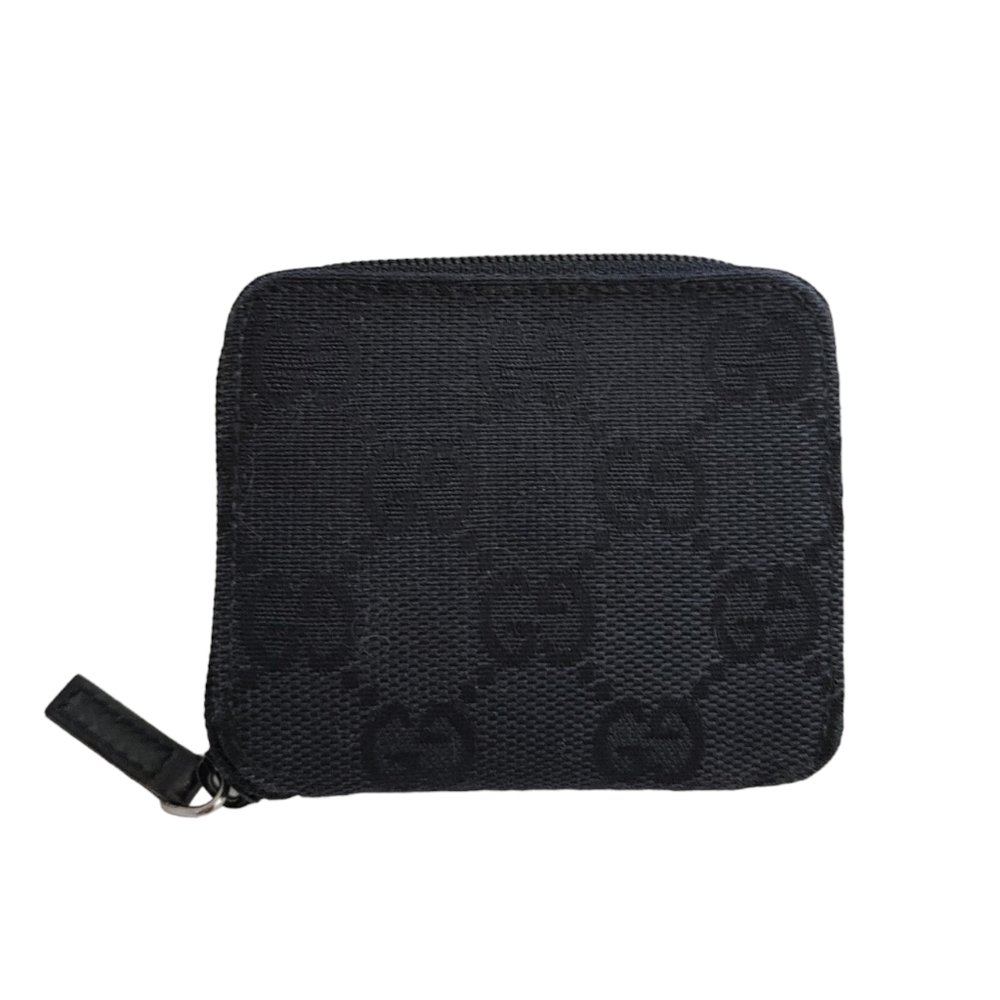 Gucci Black GG Canvas Coin Pouch.